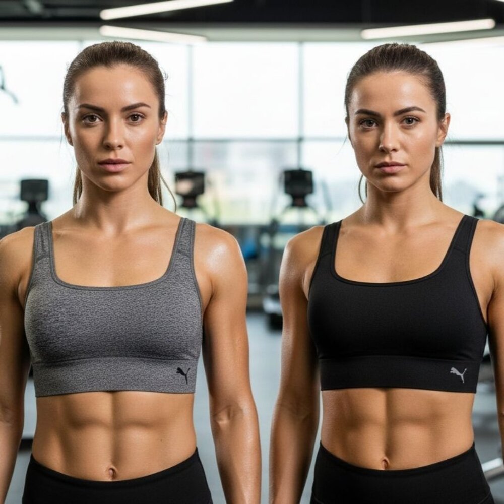 PUMA XL 2-pack 38C-40C Seamless Sports Bra Adjustable Activewear Athletic Gym